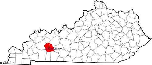 Map of Kentucky highlighting Muhlenberg County